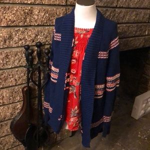 🌈 Old Navy girl Knit sweater XL 14 Blue Striped Winter Gear